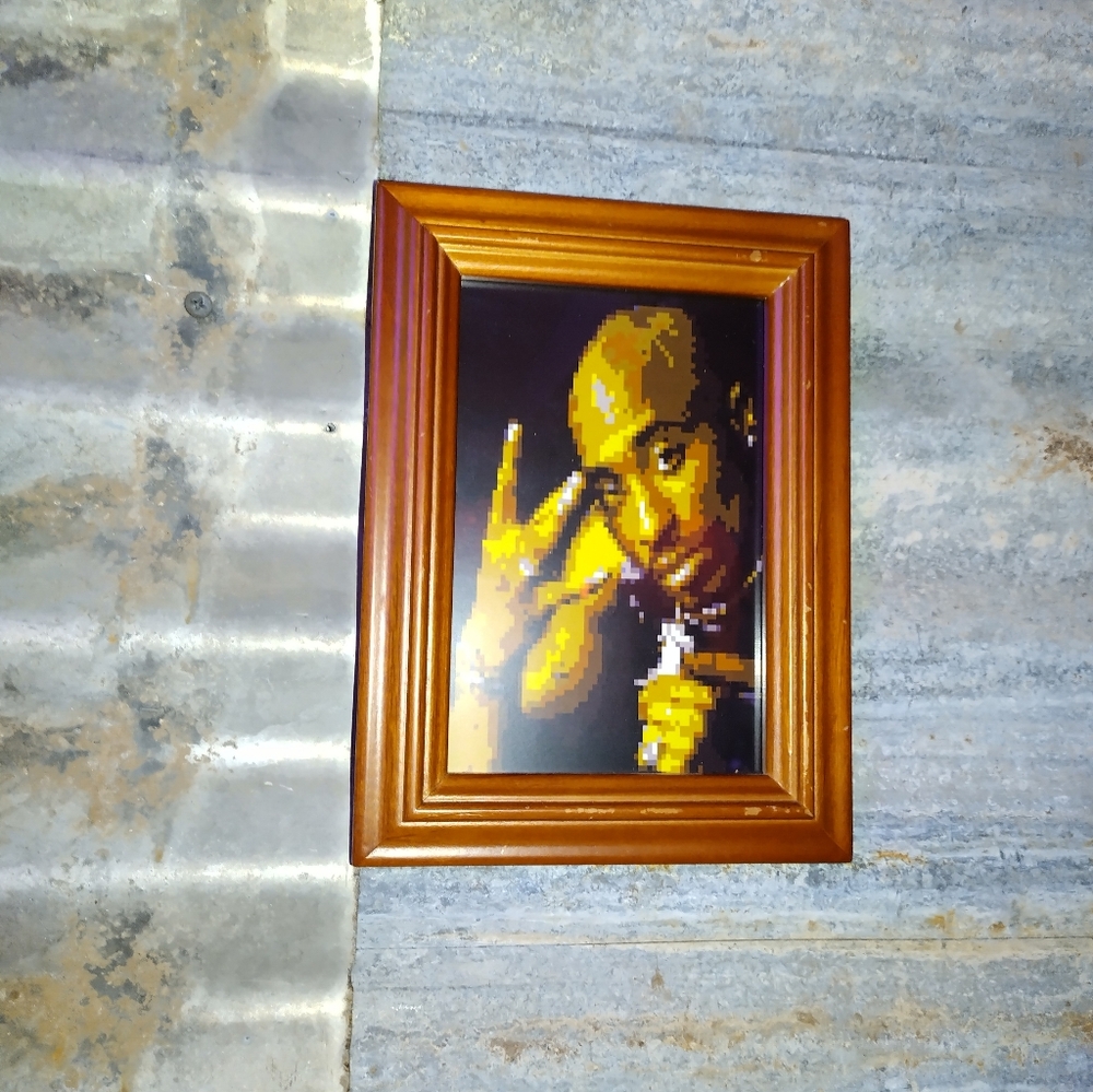 8 Bit 2Pac Westside Framed Mini Art Print Lo-fi Pixel Art By Neon Nicho